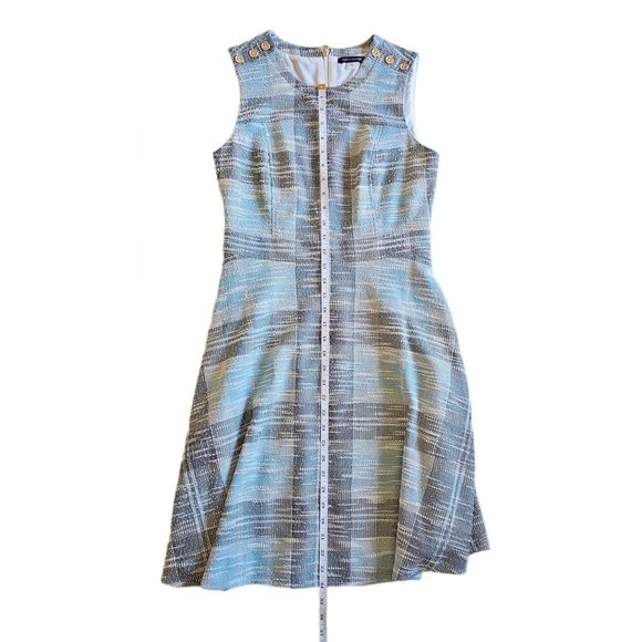 Tommy Hilfiger SEEN ON TV JANE THE VIRGIN Blue Tweed Fit&Flare Sleeveless Dress - Picture 14 of 16